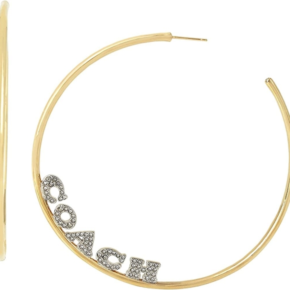Coach Pavé Coach Large Hoop Earrings - Picture 2 of 7